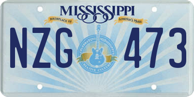 MS license plate NZG473