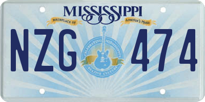 MS license plate NZG474