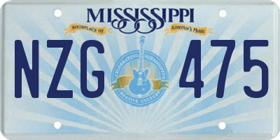 MS license plate NZG475