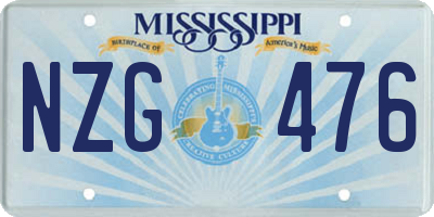 MS license plate NZG476