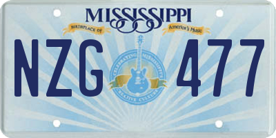 MS license plate NZG477