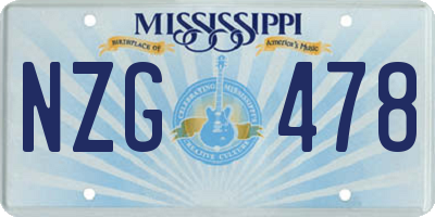 MS license plate NZG478