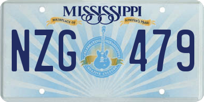 MS license plate NZG479