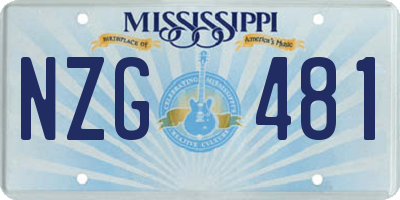MS license plate NZG481