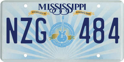 MS license plate NZG484