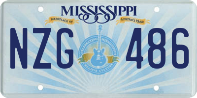 MS license plate NZG486