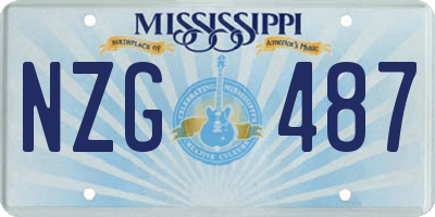 MS license plate NZG487