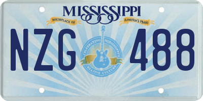 MS license plate NZG488