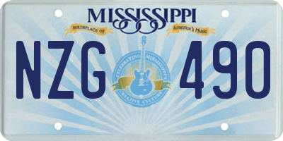 MS license plate NZG490