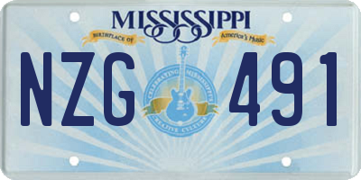MS license plate NZG491