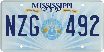 MS license plate NZG492