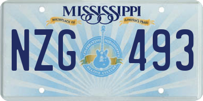 MS license plate NZG493