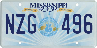 MS license plate NZG496
