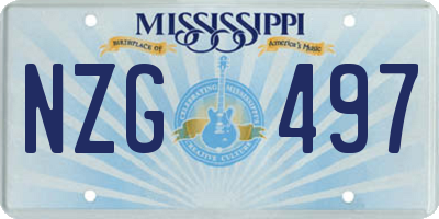 MS license plate NZG497