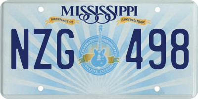 MS license plate NZG498