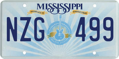 MS license plate NZG499