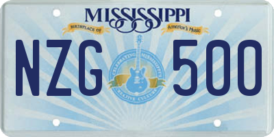 MS license plate NZG500