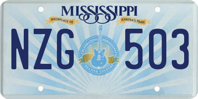 MS license plate NZG503