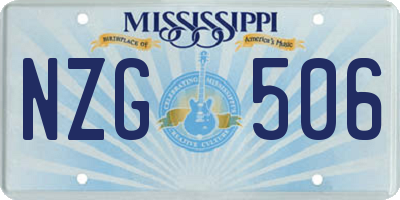 MS license plate NZG506
