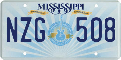 MS license plate NZG508