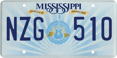 MS license plate NZG510
