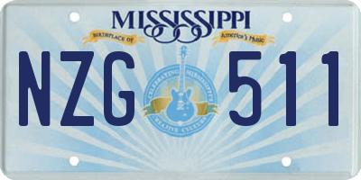 MS license plate NZG511