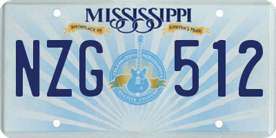 MS license plate NZG512