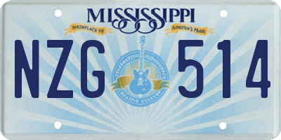 MS license plate NZG514