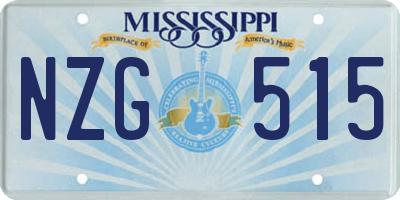 MS license plate NZG515