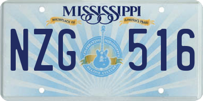 MS license plate NZG516