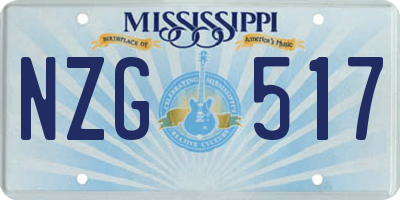 MS license plate NZG517