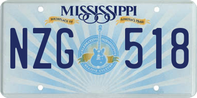 MS license plate NZG518