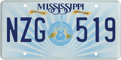 MS license plate NZG519
