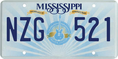 MS license plate NZG521