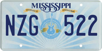 MS license plate NZG522