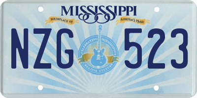MS license plate NZG523