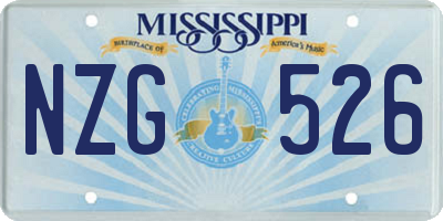 MS license plate NZG526