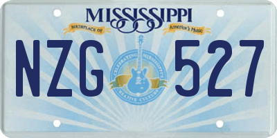 MS license plate NZG527