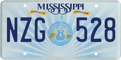 MS license plate NZG528