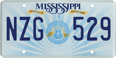 MS license plate NZG529