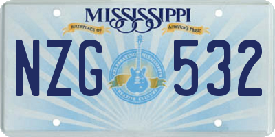 MS license plate NZG532