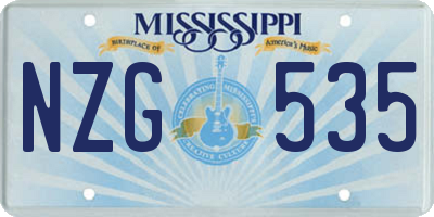 MS license plate NZG535