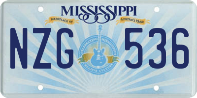 MS license plate NZG536