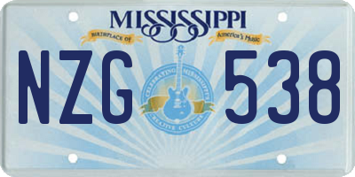 MS license plate NZG538