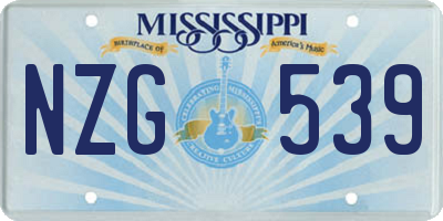 MS license plate NZG539