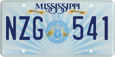 MS license plate NZG541