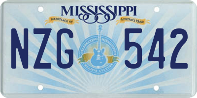 MS license plate NZG542