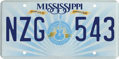 MS license plate NZG543