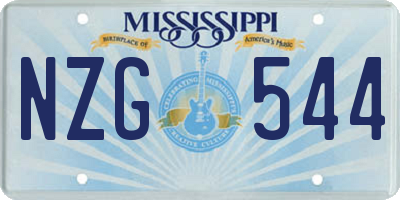 MS license plate NZG544