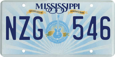 MS license plate NZG546